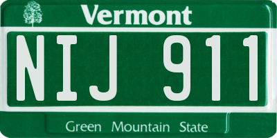 VT license plate NIJ911