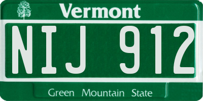VT license plate NIJ912