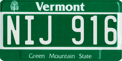 VT license plate NIJ916