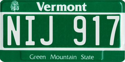 VT license plate NIJ917