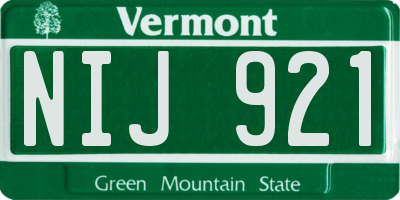 VT license plate NIJ921