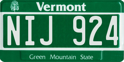 VT license plate NIJ924