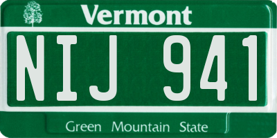 VT license plate NIJ941