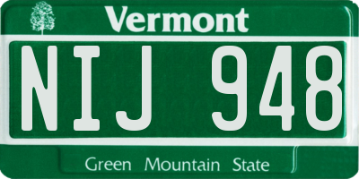 VT license plate NIJ948