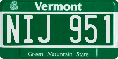 VT license plate NIJ951