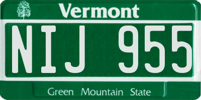VT license plate NIJ955