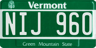 VT license plate NIJ960