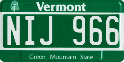 VT license plate NIJ966