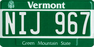VT license plate NIJ967
