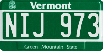 VT license plate NIJ973