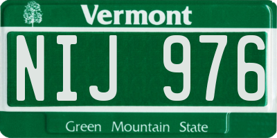 VT license plate NIJ976