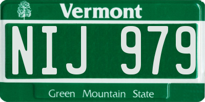 VT license plate NIJ979