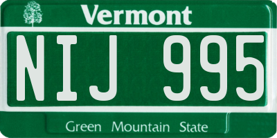 VT license plate NIJ995