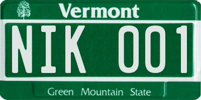 VT license plate NIK001
