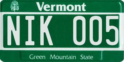 VT license plate NIK005