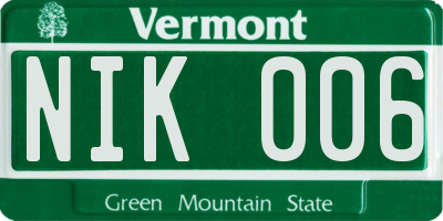 VT license plate NIK006
