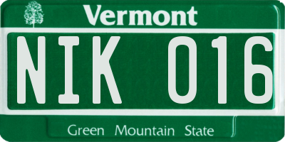 VT license plate NIK016