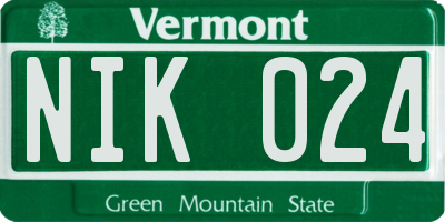 VT license plate NIK024
