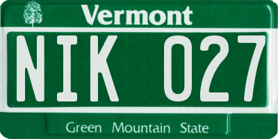 VT license plate NIK027