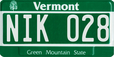 VT license plate NIK028