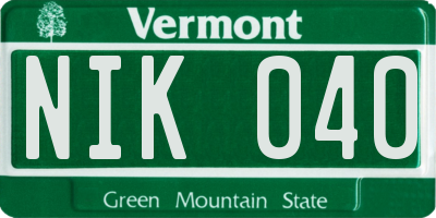 VT license plate NIK040