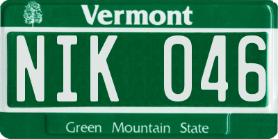 VT license plate NIK046