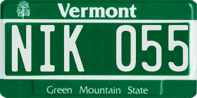 VT license plate NIK055