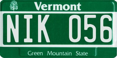 VT license plate NIK056
