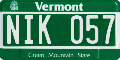 VT license plate NIK057