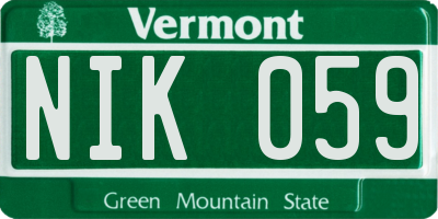 VT license plate NIK059
