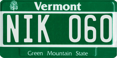 VT license plate NIK060