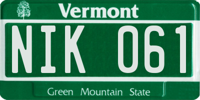 VT license plate NIK061