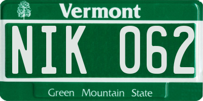 VT license plate NIK062