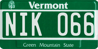 VT license plate NIK066