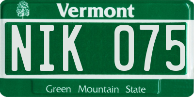 VT license plate NIK075