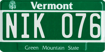 VT license plate NIK076