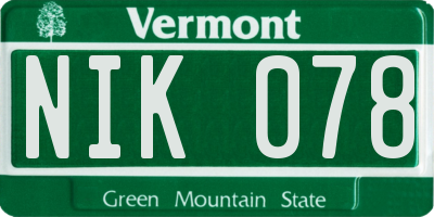 VT license plate NIK078