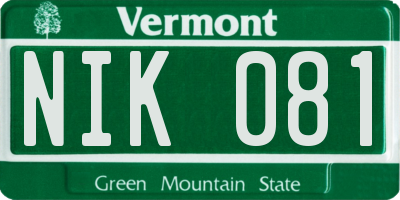 VT license plate NIK081