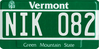 VT license plate NIK082