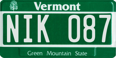 VT license plate NIK087