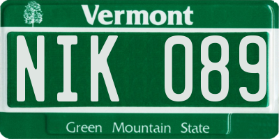 VT license plate NIK089