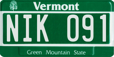 VT license plate NIK091
