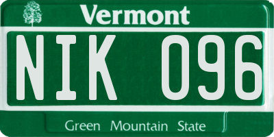 VT license plate NIK096
