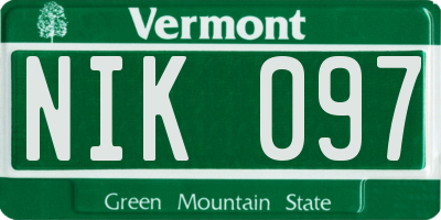 VT license plate NIK097