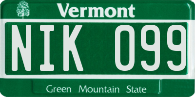 VT license plate NIK099
