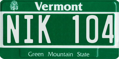 VT license plate NIK104