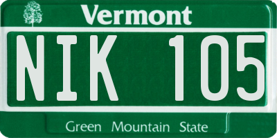VT license plate NIK105