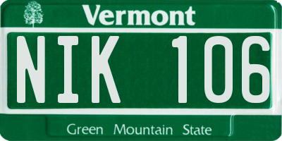 VT license plate NIK106