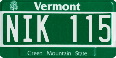 VT license plate NIK115