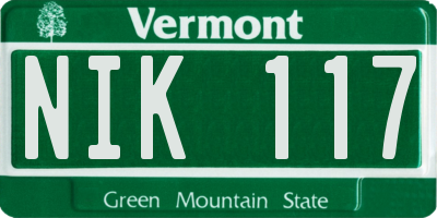 VT license plate NIK117